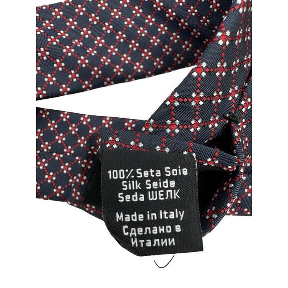 Hugo Boss Traveler Silk Neck Tie Geometric Navy Red 7.5 cm | 3" - Picture 3 of 4